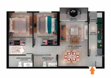 2 dormitorios Tipo B