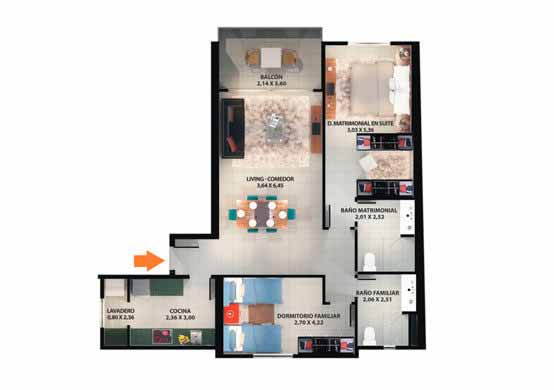 2 dormitorios Tipo D