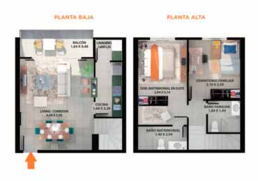 2 dormitorios Tipo E